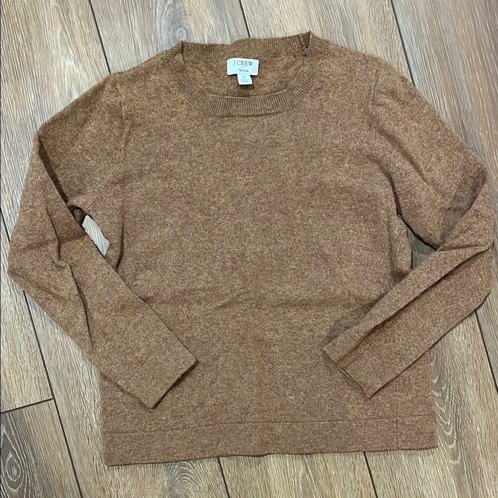 J. Crew Brown Crewneck Teddie Sweater Essential Knit